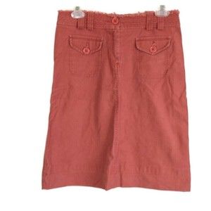 Sitwell Womens sz 4 Skirt Solid Rust Red Knee Length Aline Button Pockets Modest